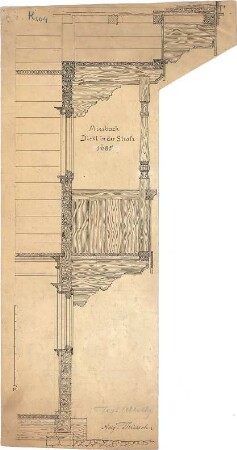 Thiersch, August ; Bauaufnahmen (deutsche Bauernhäuser u.a.) - Dickl in der Strafs. in Miesbach (Schnitt)