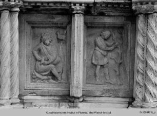 Fontana Maggiore : Unteres Becken mit Darstellungen aus dem Alten Testament, der Artes mechanicae, der Sieben Freien Künste und Monatsdarstellungen : Allegorische Monatsdarstellung des März mit Tierkreiszeichen Widder