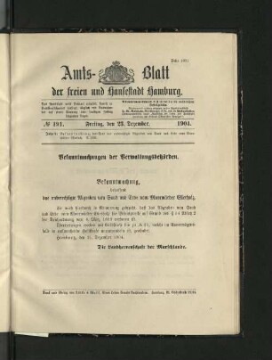 No. 191, 23. Dezember 1904.