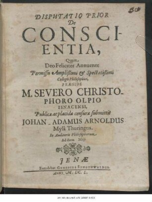 Disputatio Prior De Conscientia