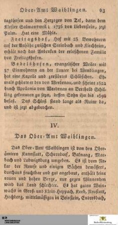 IV. Das Ober-Amt Waiblingen