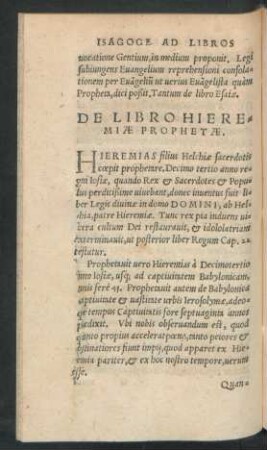De Libro Hieremiae Prophetae.