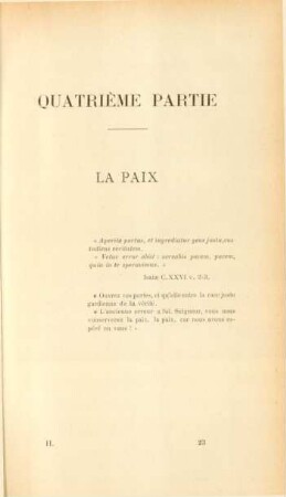 Quatrième partie. La paix