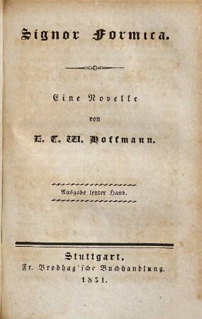 Signor Formica : Eine Novelle, Zweite Abtheilung