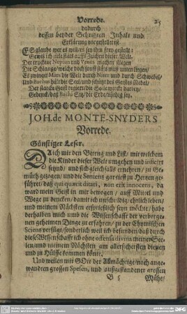 Joh. de Monte-Snyders Vorrede