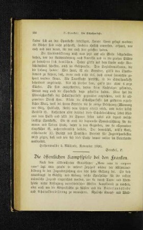 ¬Die¬ öffentlichen Kampfspiele bei den Franken