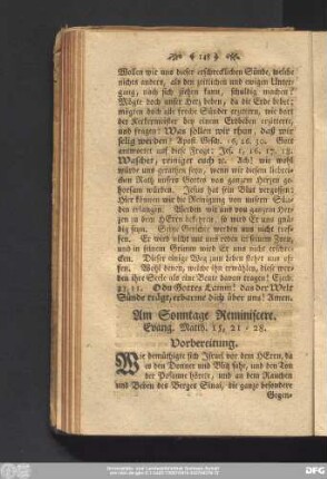 Am Sonntage Reminiscere. Evang. Matth. 15, 21 - 28.