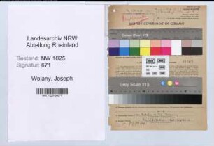 Entnazifizierung Joseph Wolany , geb. 24.07.1907 (Jurist)