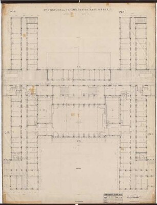 Reichsluftfahrtministerium, Berlin: Teilgrundriss L3/Q2/Q3 1:100 (3. OG)