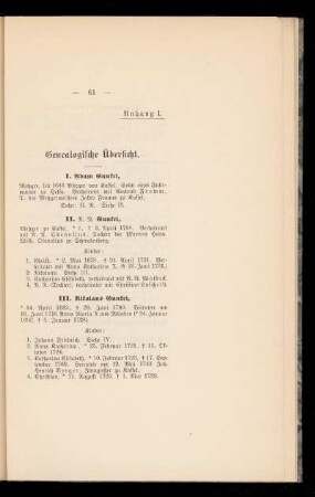 Anhang I. Genealogische Übersicht.