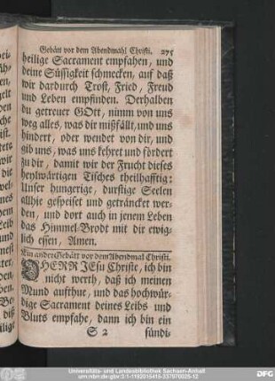Ein ander Gebätt vor dem Abendmal Christi.