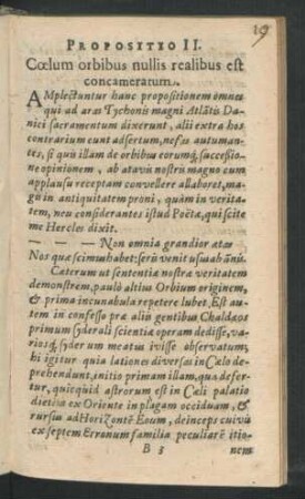 Propositio II. Coelum orbibus nullis realibus est concameratum.