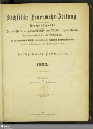 17.1902: Sächsische Feuerwehr-Zeitung : Verbandsorgan des Landesverbandes Sächs. Feuerwehren
