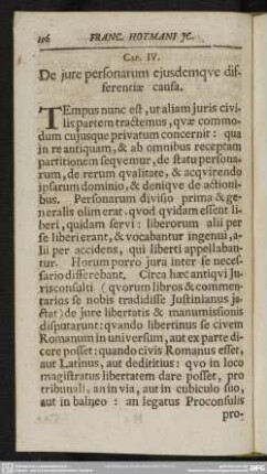 Cap. IV. De iure personarum ejusdemque differentiae causa