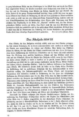 Das Schuljahr 1954/55