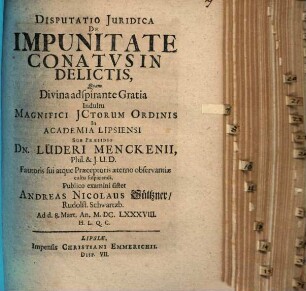 Disp. iur. de impunitate conatus in delictis