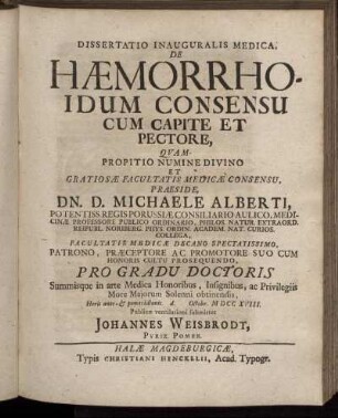 De Hæmorrhoidum Consensu Cum Capite Et Pectore,