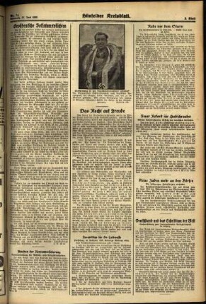 Zweite Ausgabe vom Mittwoch, den 22. Juni 1938.