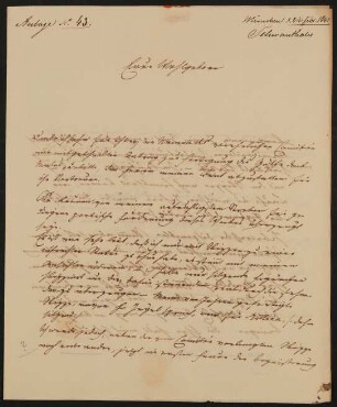 Brief von Ludwig Schwanthaler an Friedrich John / Comité für die Errichtung des Goethe'schen Denkmals von Schwanthaler vom 24.02.1841