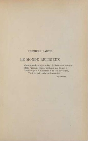 Première partie. Le monde religieux