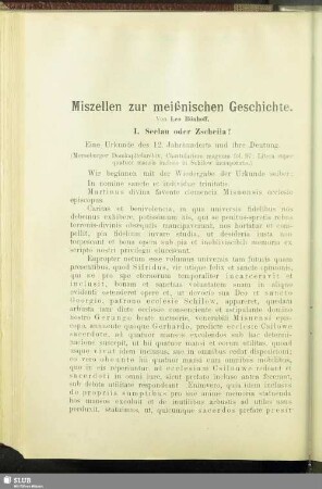 Miszellen zur meißnischen Geschichte