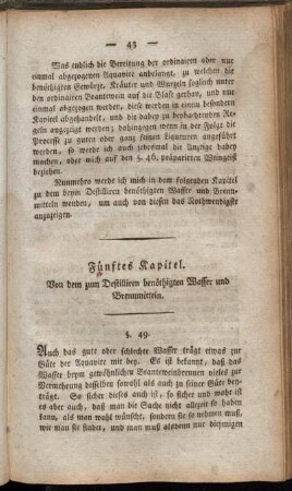 Fünftes Kapitel. Von dem zum Destilliren benöthigten Wasser und Brennmitteln.