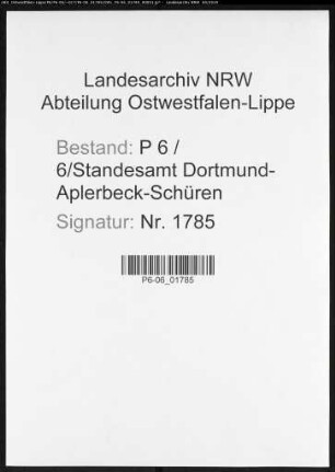 Sterberegister Standesamt Dortmund-Aplerbeck-Schüren XXV)