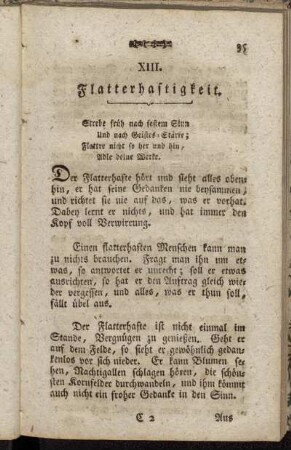 XIII. Flatterhaftigkeit. - XXXIII. Ehrlichkeit und Treue.