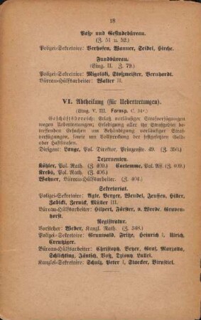 VI. Abtheilung (für Uebertretungen)
