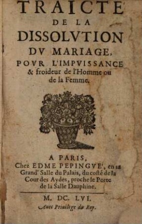 Traité de la dissolution du masiage, pour l'impuissance et froideur