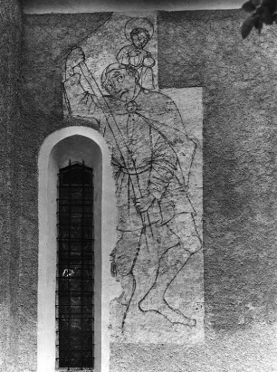 Christopherus : Christopherus. Freskomalerei (1434/1466). Teufenbach (Murau), Pfarrkirche Sankt Margaretha