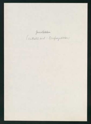 Generalakten (enthält auch: Berufungsakten)