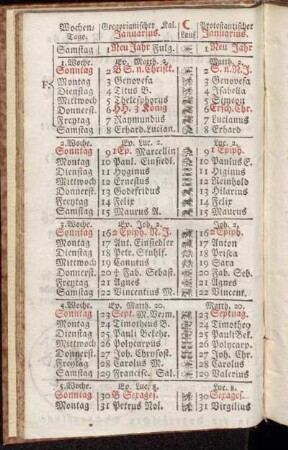 Januarius. - Junius, oder Brachmonat, hat 30 Tage.