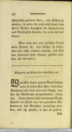 Plüggentin auf Rügen den 22sten May 1748