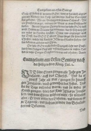 Euangelium am Ersten Sontage nach der heiligen drey König/ Luc. 2.