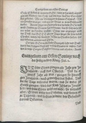 Euangelium am Ersten Sontage nach der heiligen drey König/ Luc. 2.