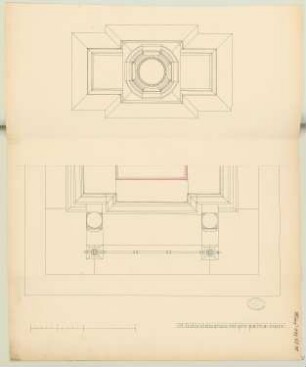 Gefallenendenkmal, Jauer Monatskonkurrenz März 1877: 2 Grundrisse; Maßstabsleiste