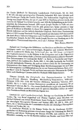 Immunität und Landesherrschaft, Beiträge zur Geschichte des Bistums Verden, hrsg. von Bernd Kappelhoff und Thomas Vogtherr, unter Mitarb. von Michael Ehrhardt und Arend Mindermann, (Schriftenreihe des Landschaftsverbandes der Ehemaligen Herzogtümer Bremen und Verden, 14) : Stade, Verl. des Landschaftsverbandes der Ehemaligen Herzogtümer Bremen und Verden, 2002