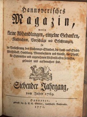 Hannoverisches Magazin, 7. 1769