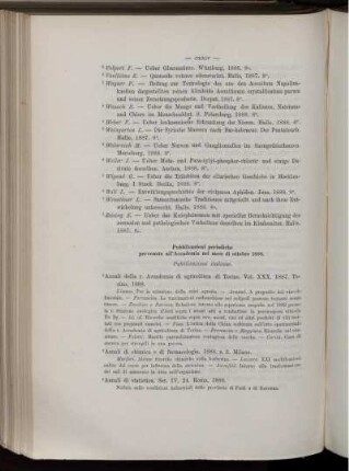 Pubblicazioni periodiche pervenute all' Accademia nel mese di ottobre 1888.