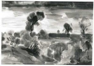Landschaft : Gelbke, Georg: Landschaft. Aquarell; 19 x 27,4 cm. Privatbesitz