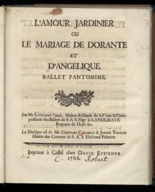 L'amour jardinier ou le mariage de Dorante et d'Angélique : ballet pantomime