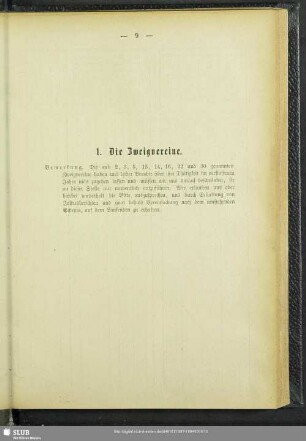 1. Die Zweigvereine