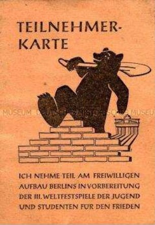 Nachweiskarte des Nationalen Aufbauwerkes über geleistete Arbeitsstunden