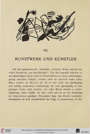 VIII. Kunstwerk und Künstler