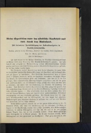 Meine Expedition 1900 ins nördliche Kaokofeld und 1901 durch das Amboland.