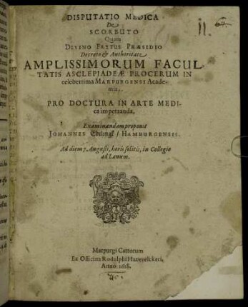 Disputatio Medica De Scorbuto
