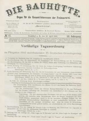 No. 17. Frankfurt a. M., den 23. April 1910. 53. Jahrgang.