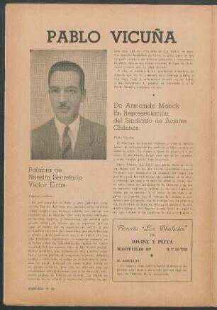 De Armando Moock En Representación del Sindicato de Actores Chilenos