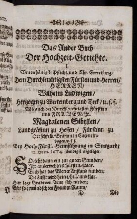49-130, Das Ander Buch. Der Hochzeit Getichte